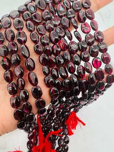 Garnet Oval shape 7X9 mm size, Length of Strand 16", garnet fancy shape, AAA quality garnet