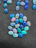 Australian Opal 8X6 mm Cabs, Pack of 4 Pieces -AAA Quality, Opal Triplet Cabochon - Australian Opal Oval Cabochon, flat bottom.