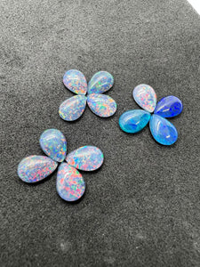 Australian Opal 10X7 mm Cabs, Pack of 2 Pieces -AAA Quality, Opal Triplet Cabochon - Australian Opal Pear Cabochon, flat bottom.