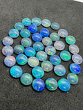 Australian Opal 8 mm Cabs, Pack of 2 Pieces -AAA Quality, Opal Triplet Cabochon - Australian Opal Round Cabochon, flat bottom.