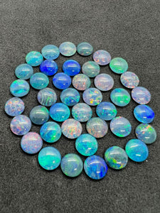 Australian Opal 8 mm Cabs, Pack of 2 Pieces -AAA Quality, Opal Triplet Cabochon - Australian Opal Round Cabochon, flat bottom.