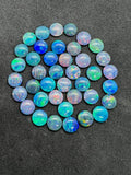 Australian Opal 8 mm Cabs, Pack of 2 Pieces -AAA Quality, Opal Triplet Cabochon - Australian Opal Round Cabochon, flat bottom.