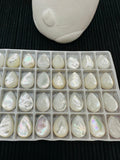 White MOP Pear Cabs • 12x16 mm Size  • AAA Quality • Pack of 6 pieces • Mother of Pearl Cabochons