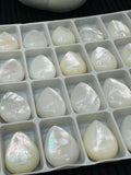 White MOP Pear Cabs • 12x16 mm Size  • AAA Quality • Pack of 6 pieces • Mother of Pearl Cabochons