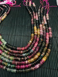 Tourmaline Roundel Beads 6 mm size- Code #T4 - AAA Quality - 40 cm Length - Natural Tourmaline