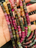 Tourmaline Roundel Beads 6 mm size- Code #T4 - AAA Quality - 40 cm Length - Natural Tourmaline