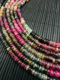 Tourmaline Roundel Beads 6 mm size- Code #T4 - AAA Quality - 40 cm Length - Natural Tourmaline