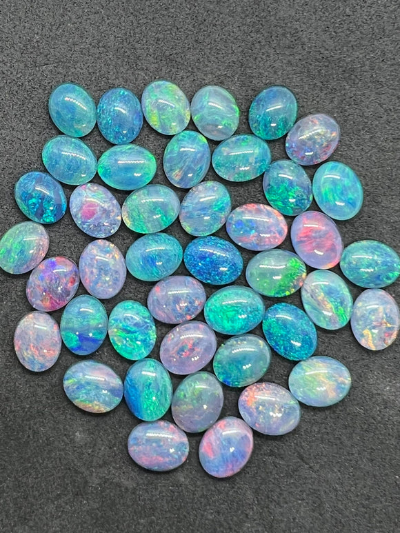 Australian Opal 10X8 mm Cabs, Pack of 2 Pieces -AAA Quality, Opal Triplet Cabochon - Australian Opal Oval Cabochon, flat bottom.