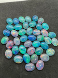 Australian Opal 10X8 mm Cabs, Pack of 2 Pieces -AAA Quality, Opal Triplet Cabochon - Australian Opal Oval Cabochon, flat bottom.