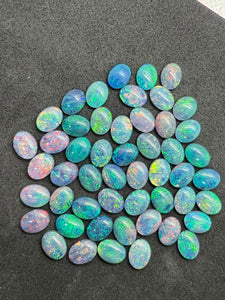 Australian Opal 7X5 mm Cabs, Pack of 5 Pieces -AAA Quality, Opal Triplet Cabochon - Australian Opal Oval Cabochon, flat bottom.