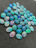 Australian Opal 7X5 mm Cabs, Pack of 5 Pieces -AAA Quality, Opal Triplet Cabochon - Australian Opal Oval Cabochon, flat bottom.