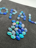 Australian Opal 8X6 mm Cabs, Pack of 4 Pieces -AAA Quality, Opal Triplet Cabochon - Australian Opal Oval Cabochon, flat bottom.