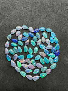 Australian Opal 8X5 mm Cabs, Pack of 5 Pieces -AAA Quality, Opal Triplet Cabochon - Australian Opal Pear Cabochon, flat bottom.