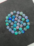 Australian Opal 8 mm Cabs, Pack of 2 Pieces -AAA Quality, Opal Triplet Cabochon - Australian Opal Round Cabochon, flat bottom.