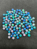 Australian Opal 4 mm Cabs, Pack of 5 Pieces -AAA Quality, Opal Triplet Cabochon - Australian Opal Round Cabochon, flat bottom.