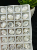 White MOP Oval Cabs • 12x16 / 13x18 mm Size  • AAA Quality • Pack of 6 pieces • Mother of Pearl Cabochons