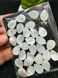 White MOP Pear Cabs • 10x14 / 13x18 mm Size • AAA Quality • Pack of 10 pieces • Both Sides Flat Cabs