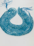 Aquamarine Round Beads - 8 mm Size - 5A Quality - Length 40 cm- Code #A2