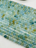 Aquamarine Round Beads - 4 mm Size - 4A Quality - Length 40 cm- Code #A3