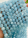 Aquamarine Round Beads - 10 mm Size - AAA Quality - Length 40 cm- Code #A7