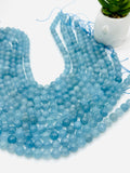 Aquamarine Round Beads - 10 mm Size - AAA Quality - Length 40 cm- Code #A7