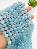 Aquamarine Round Beads - 10 mm Size - AAA Quality - Length 40 cm- Code #A7