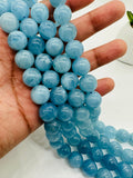 Aquamarine Round Beads - 12 mm Size - AAA Quality - Length 40 cm- Code #A8