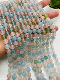 Aquamarine & Morganite Round beads- 8mm Size - Length 40 cm - 4A Quality- Code #M2