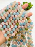 Aquamarine & Morganite Round beads- 10mm Size - Length 40 cm - 4A Quality- Code #M3