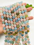 Aquamarine & Morganite Round beads- 10mm Size - Length 40 cm - 4A Quality- Code #M3