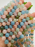 Aquamarine & Morganite Round beads- 10mm Size - Length 40 cm - 4A Quality- Code #M3