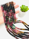 Tourmaline Roundel Beads 8 mm size- Code #T1 - AAA Quality - 40 cm Length - Natural Tourmaline