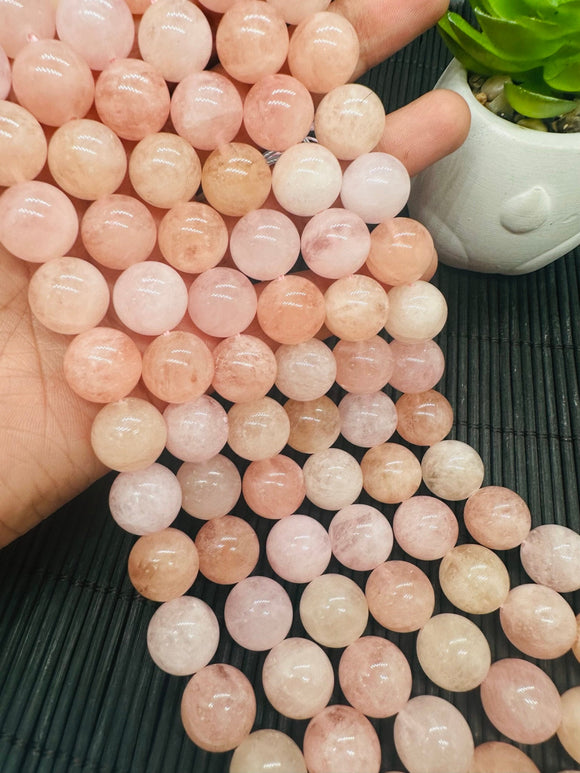 Morganite Round Beads 14 mm Size - AAAA Quality Beads - 40 cm Length - Morganite Beads