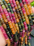 Tourmaline Heishi Beads 6 mm size- - AAAA Quality - 40 cm Length - Natural Tourmaline