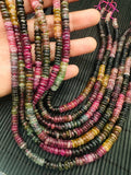 Tourmaline Roundel Beads 6 mm size- Code #T4 - AAA Quality - 40 cm Length - Natural Tourmaline