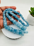 Aquamarine faceted Roundel • Code #A5 • Size 7.50 -16 mm  • Length 18 Inch AAA Quality • Natural Aquamarine Beads