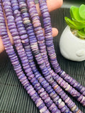 Charoite Roundel Beads 10 mm Size • Length 40 cm • 100% Natural Charoite Beads, origin Russia, Quality AAA