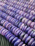 Charoite Roundel Beads 12 mm Size • Length 40 cm • 100% Natural Charoite Beads, origin Russia, Quality AAA