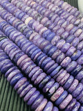 Charoite Roundel Beads 12 mm Size • Length 40 cm • 100% Natural Charoite Beads, origin Russia, Quality AAA