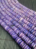 Charoite Roundel Beads 12 mm Size • Length 40 cm • 100% Natural Charoite Beads, origin Russia, Quality AAA