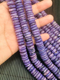 Charoite Roundel Beads 12 mm Size • Length 40 cm • 100% Natural Charoite Beads, origin Russia, Quality AAA