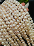 Freshwater Pearl Rice Beads - 7-8x10-11 mm size - 40 cm Length - Natural Freshwater Potato pearl - AAA Grade