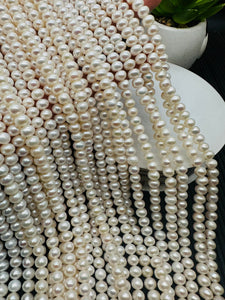 Freshwater Pearl Roundel Beads 5- 5.50 mm Size - Natural White Freshwater Pearl Potato  Beads -  AAA Grade