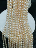 Freshwater Pearl Potato Beads 3x3.5 mm Size - Natural White Freshwater Pearl Rice Beads - AAA Grade