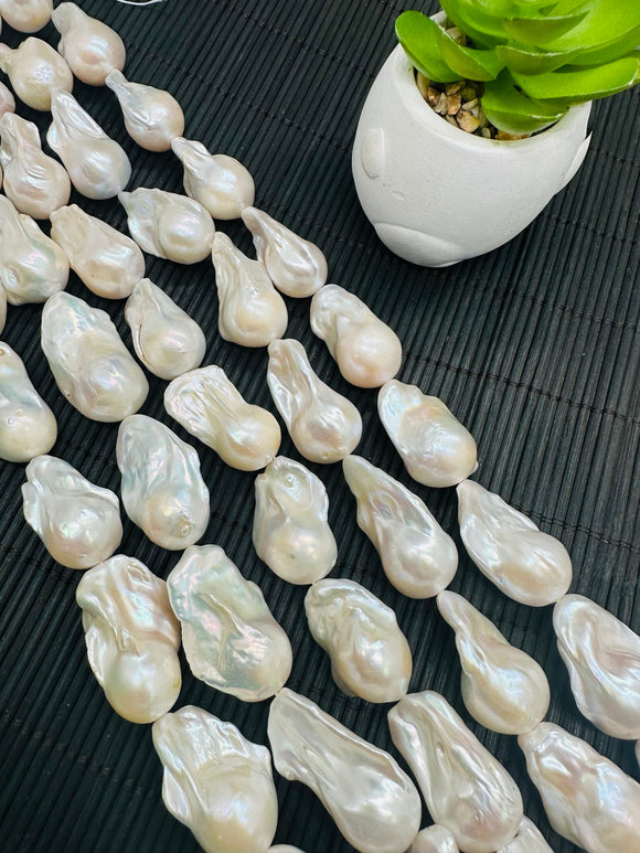 Freshwater Pearl Baroque Beads- Size 20-24 mm - Code #A3- 4A Quality - Length 40cm - Pearl Extra Big Size Baroque Beads