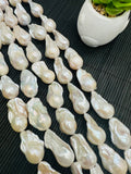 Freshwater Pearl Baroque Beads- Size 20-24 mm - Code #A3- 4A Quality - Length 40cm - Pearl Extra Big Size Baroque Beads