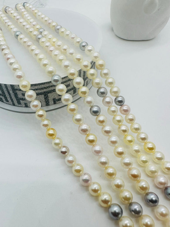 Akoya Pearl Round beads - 5.5 - 6  mm Size -  AAAA Quality - 40cm Length - Origin Japan - Akoya Pearl Multi Color