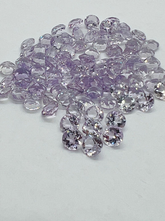 Pink Amethyst 6MM Round cut stone Pack of 5 Pc - Natural Amethyst loose Stones - Amethyst Faceted round shape