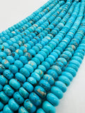Turquoise Roundel Beads 10 mm Size - Top genuine Turquoise beads, Length 16" Grade AAA, Natural Gemstone from Sleeping beauty Mine