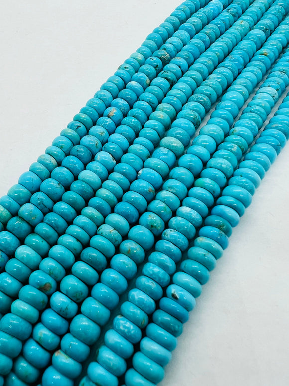 Turquoise 8MM Smooth Roundel shape, genuine Turquoise beads, Length 16